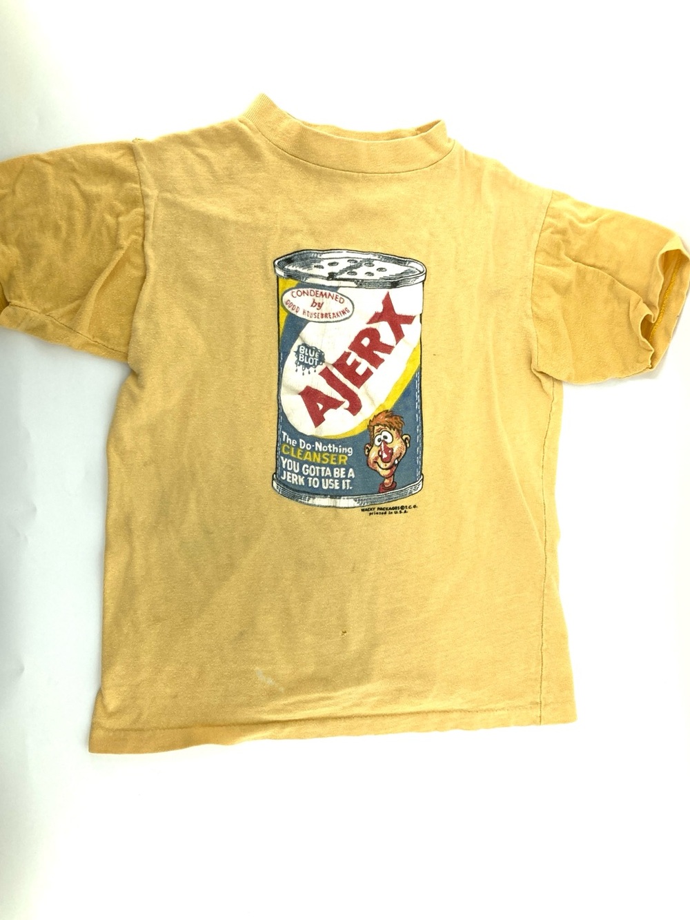 Vintage 70’s Wacky Packages Ajerx Yellow T-shirt Extremely Rare